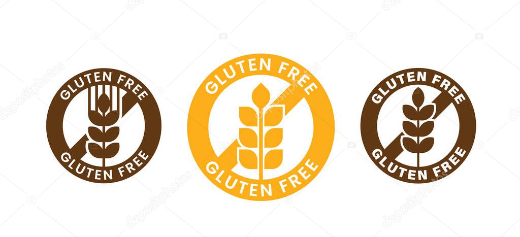 Crossed out sign with wheat ear or wheat spike icon.
