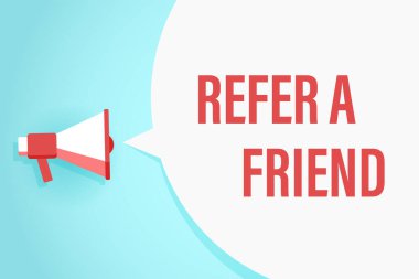 Konuşma balonu ve cümlesi olan düz bir megafon.