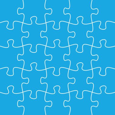 20 adet yapboz parçası. Birbirine bağlı yirmi yapboz parçası.