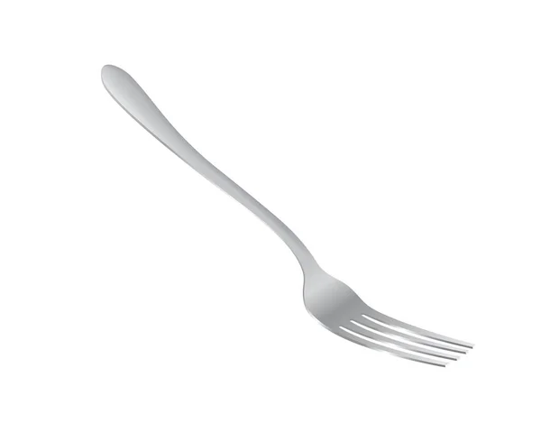Fork isolated on white background. Realistic 3d metal cutlery. — Stock Vector
