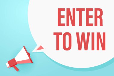 Konuşma balonu ve cümlesi olan düz bir megafon.