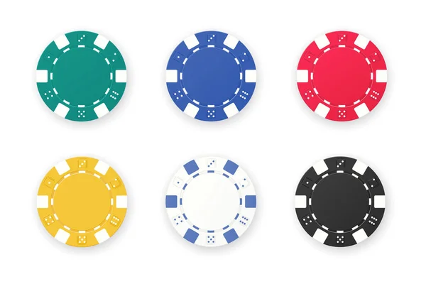 Set of gambling game like poker dice or roulette chips — Stock Vector