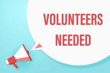 Konuşma balonu ve cümlesi olan düz bir megafon.