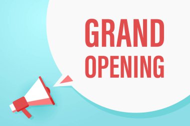 Konuşma balonu ve cümlesi olan düz bir megafon.