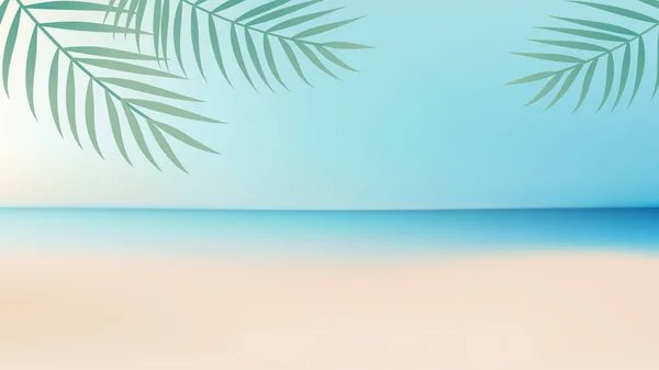 Oceano sfondo con spiaggia di sabbia e cielo limpido. — Vettoriale Stock