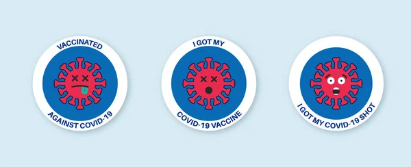 Grappige vaccinatie badges of stickers met dood virus — Stockvector