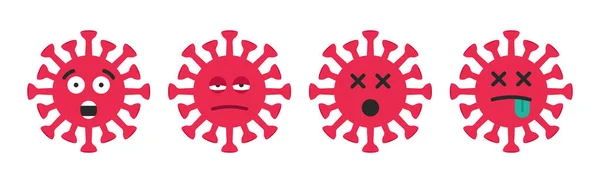 Uppsättning emoticon koronvirus, virus, covid 19. Enhetsikoner — Stock vektor