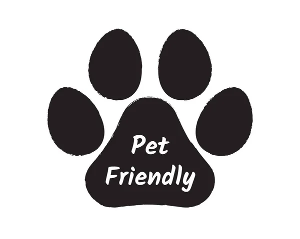 Cetakan logo Pet friendly dengan hati di dalamnya. - Stok Vektor