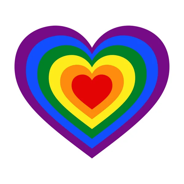 Bandera Lgbt dentro del corazón. Símbolo de bandera gay. Señal de bandera Lgbtq. — Archivo Imágenes Vectoriales