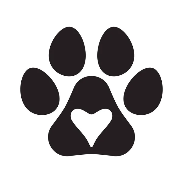 Pet print and heart inside. Pet love or paw love concept. - Stok Vektor