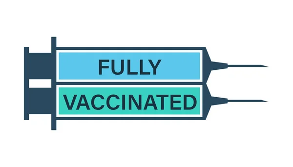 Vacunado por dos dosis. Dos jeringas con vacunas covid 19 — Archivo Imágenes Vectoriales