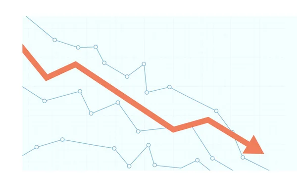 Tőzsdei ábra. Pénzügyi csökkenő vonal grafikonja — Stock Vector