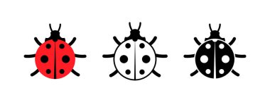 Farklı stillerde şirin bayan inekler - düz, taslak, kabartma