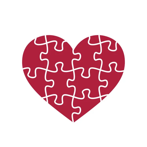 Головоломка в форме сердца. Куски головоломки. Символ Дня Святого Валентина. — стоковый вектор