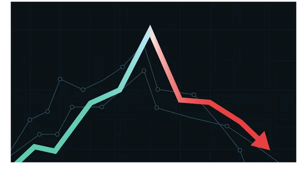 El sobrecalentamiento del mercado de valores y el concepto de caída. — Vector de stock