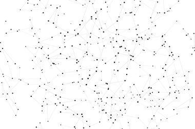 Birbirine bağlı noktalar ve çizgiler ile soyut pleksus tarzı geometrik ağ teknolojiden esinlenilmiş bir arkaplan oluşturur.