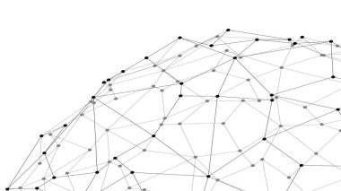 Birbirine bağlı noktalar ve çizgiler ile soyut pleksus stili geometrik ağ teknolojiden esinlenilmiş bir arkaplan oluşturuyor. Teknoloji geçmişi