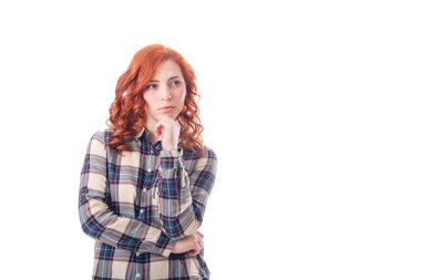 düşünen genç çekici kadın