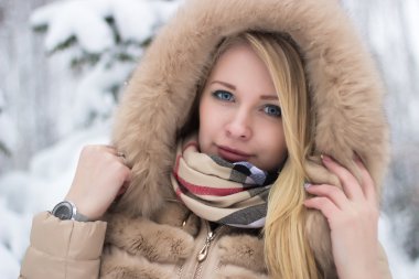 güzel bir sarışın kış portresi