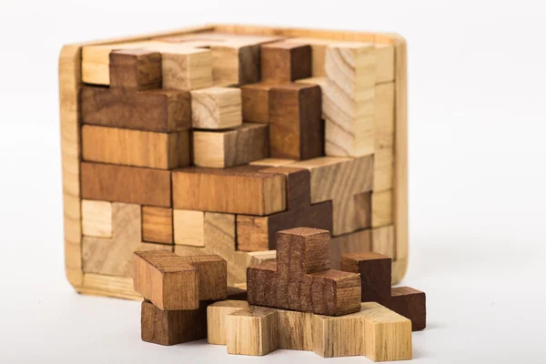 Cubo construído a partir de blocos — Fotografia de Stock
