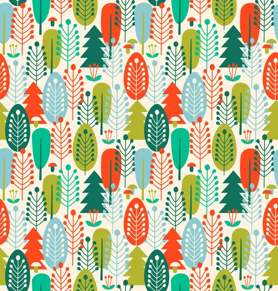 Seamless background with stylized trees — Stock Vector