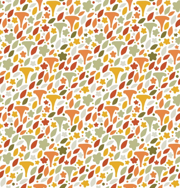 Pattern with mushrooms, flowers and leaves — Stock Vector