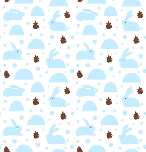 Seamless pattern with white rabbits — Stock Vector