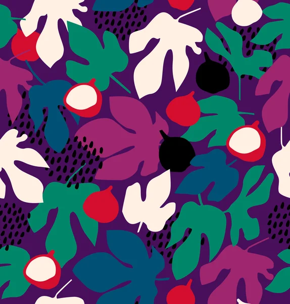 无缝背景与水果和叶子 — 图库矢量图片