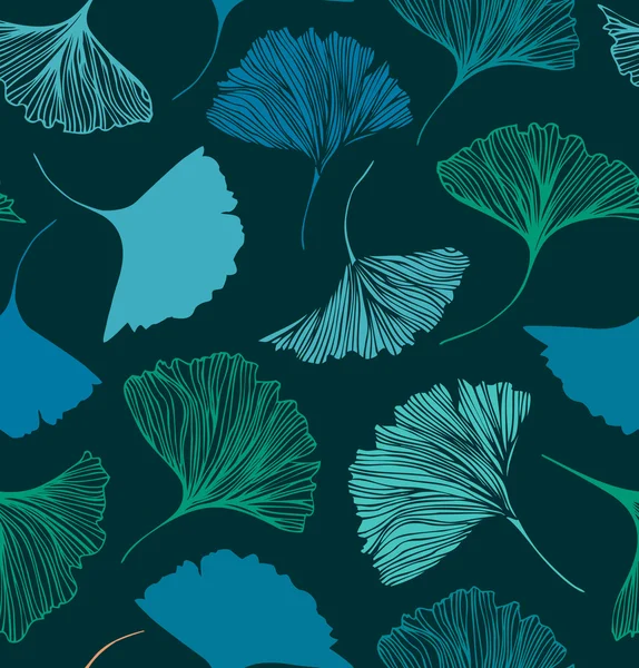 Patroon met schoonheid ginkgo bladeren — Stockvector