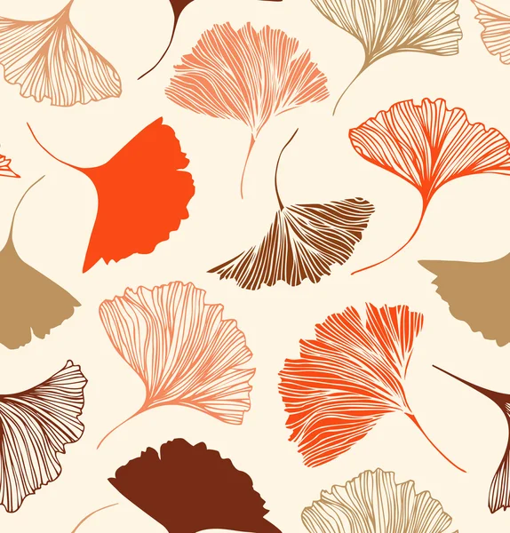 Pattern with beauty ginkgo leaves — Stock Vector