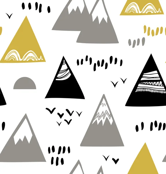 Pattern with mountains in scandinavian style — Stock Vector