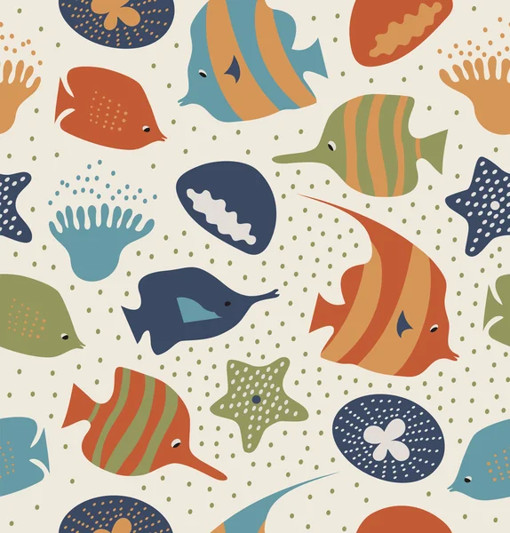 Fondo con peces lindos — Vector de stock