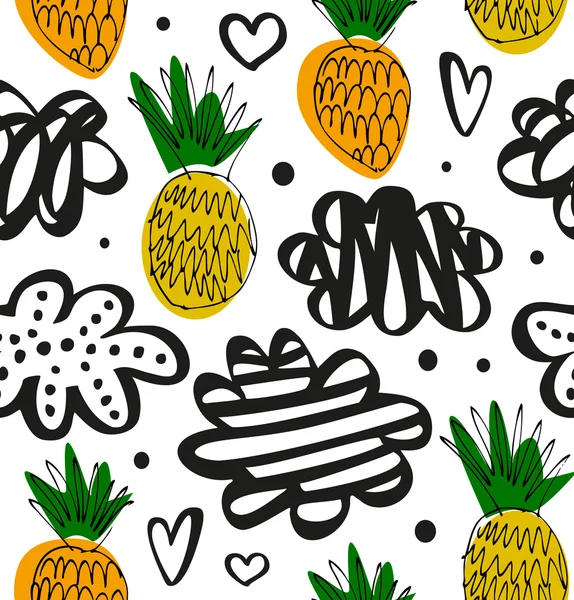 Natural pattern with pineapples — Stock Vector