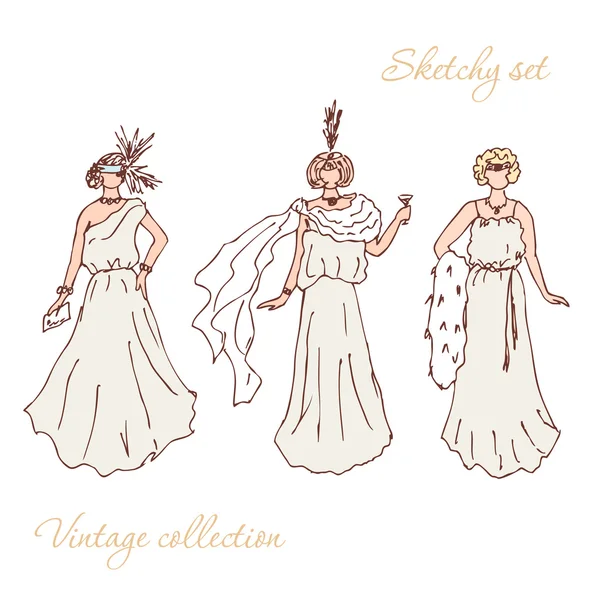 Sketchy vintage collection — Stock Vector