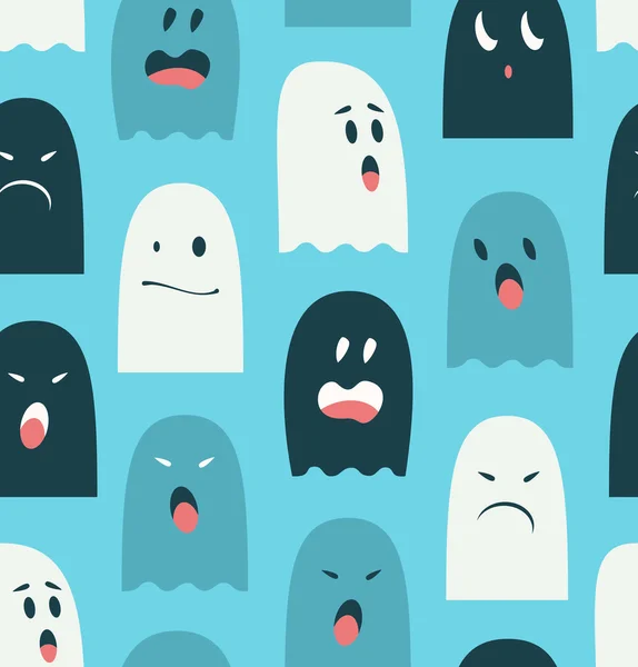 Seamless pattern with lovely ghosts — Stock Vector