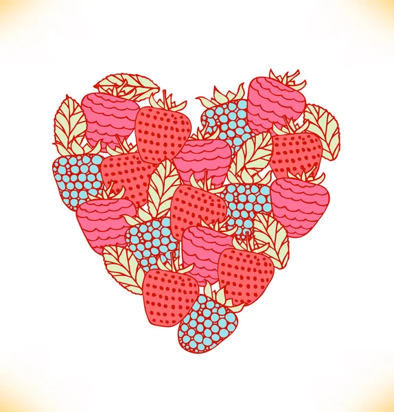 Template with berries and heart — Stock Vector
