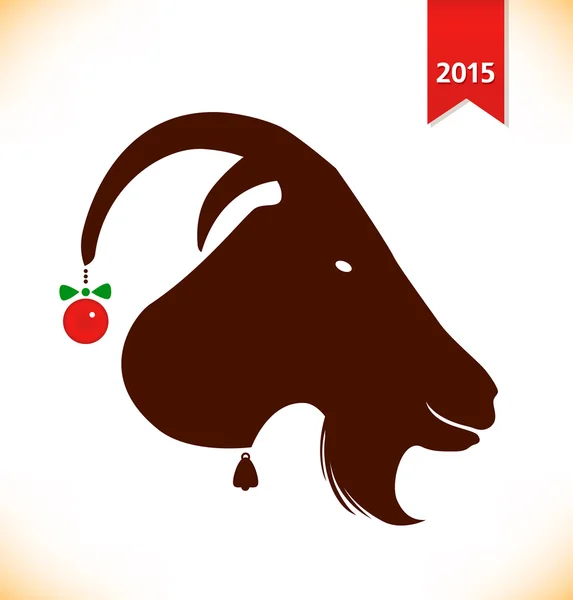 2015 のシンボルのシンボルです 彼女ヤギ頭 雌ヤギ 2015 年の黒いシルエットは 彼女ヤギの頭 雌ヤギ 山羊の黒いシルエット — ストックベクタ
