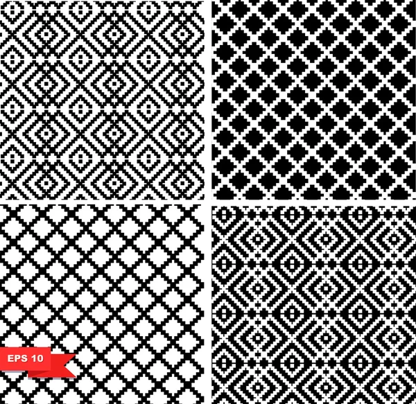 Decorative black and white patterns — Stock Vector