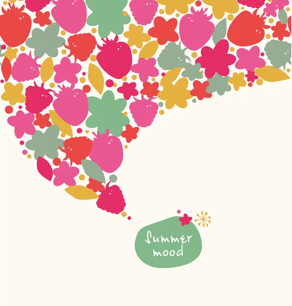 Bordure de fleurs, de baies et de feuilles — Image vectorielle