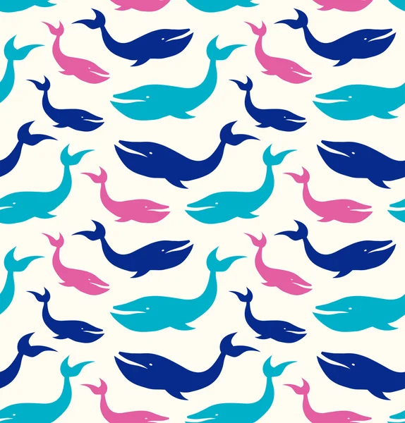 Seamless pattern with whale — Stock Vector