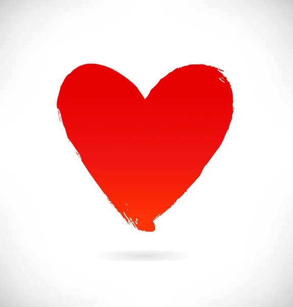 Disegnato silhouette cuore rosso — Vettoriale Stock