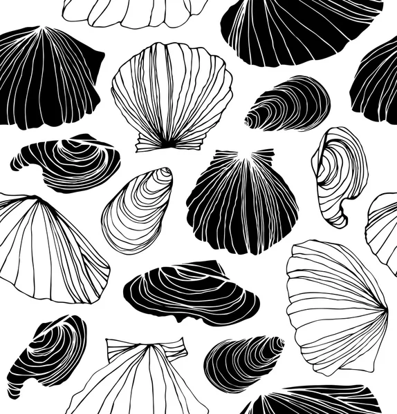 Seamless marine pattern with shells — Stock Vector