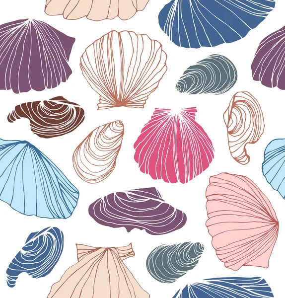 Seamless marine pattern with shells. — Stock Vector