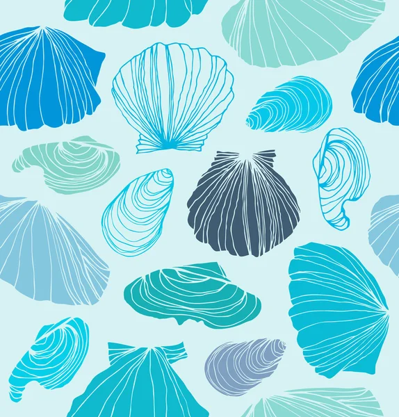 Marine pattern with shells — Stock Vector