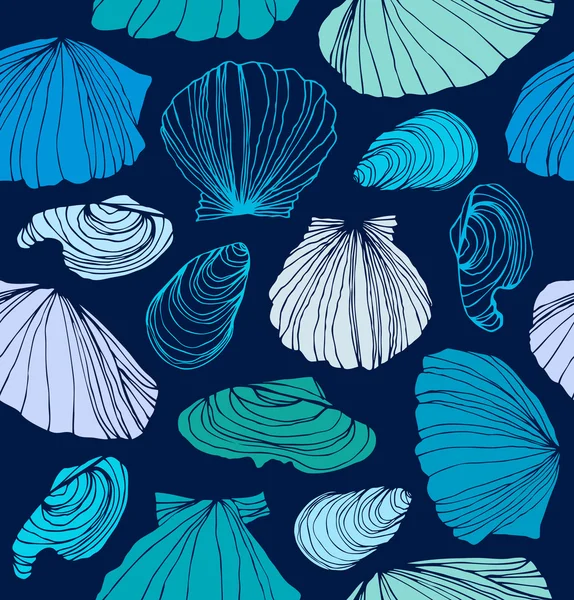 Seamless Marine Pattern Shells — Stock Vector