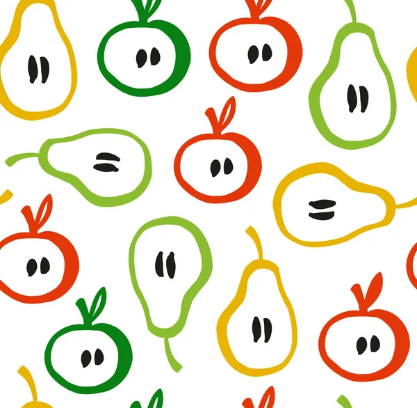 Pattern with apples and pears — Stock Vector