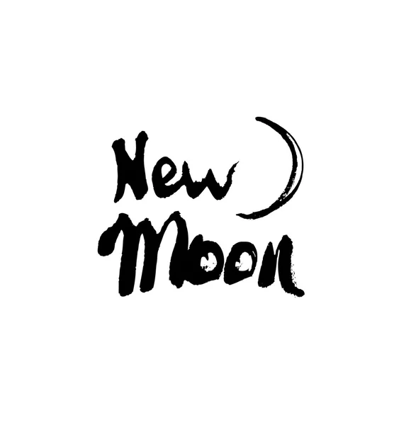 Nuova luna inchiostro disegnato a mano lettering — Vettoriale Stock