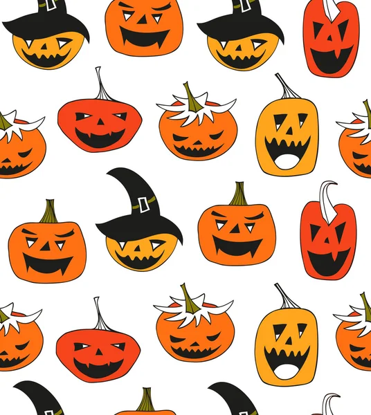 Patrón de Halloween con calabazas enojadas — Archivo Imágenes Vectoriales
