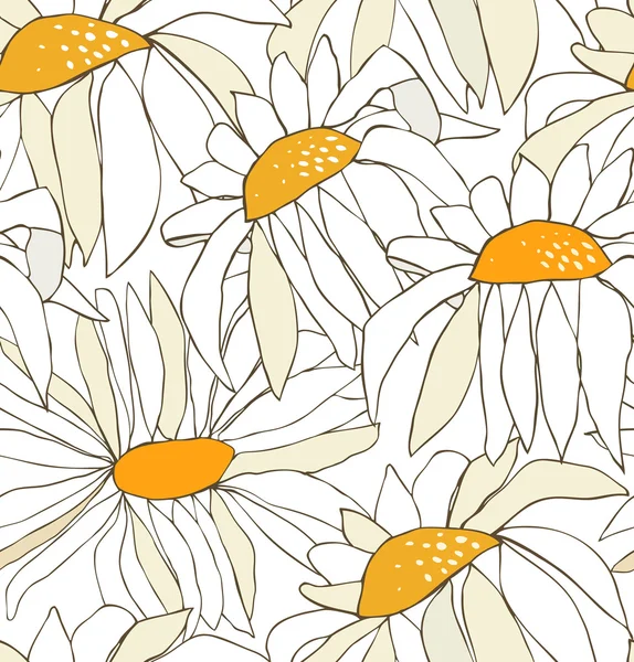 Patrón sin costura con flores dibujadas — Archivo Imágenes Vectoriales