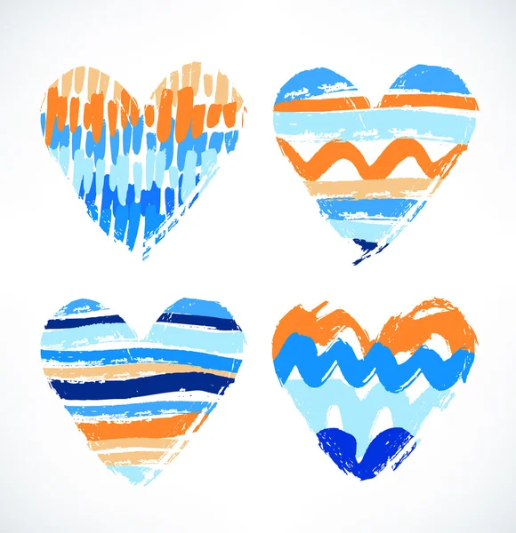 Decorative striped hearts — Stock Vector